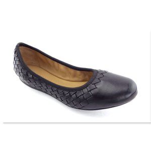 Unworn ROBERT ZUR Black Woven Leather Ballet Flats 40/10.5